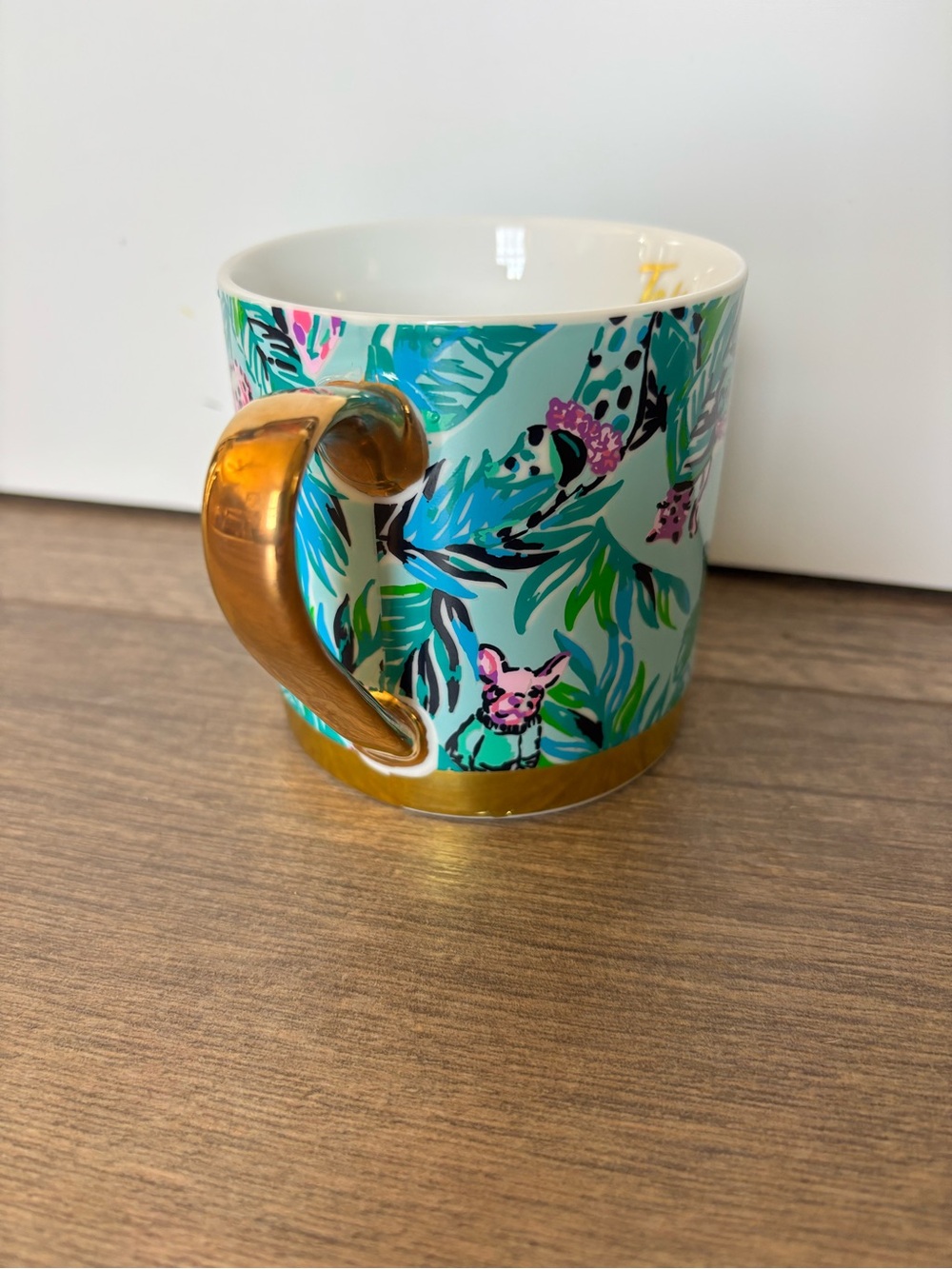 Lilly Pulitzer “Barking Up the Palm Tree” Mug with Gold Handle - Picture 2 of 7